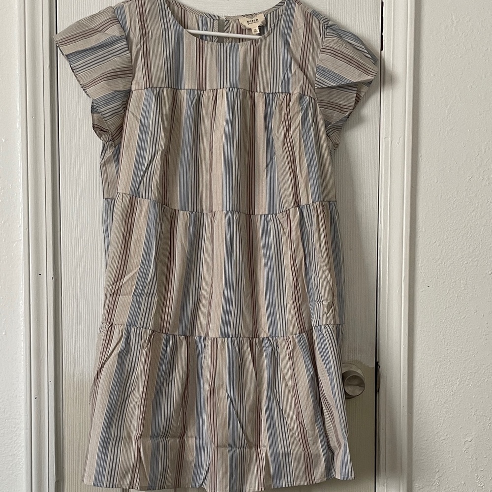 Blu Pepper Striped Dress- Blue and Beige. NWOT